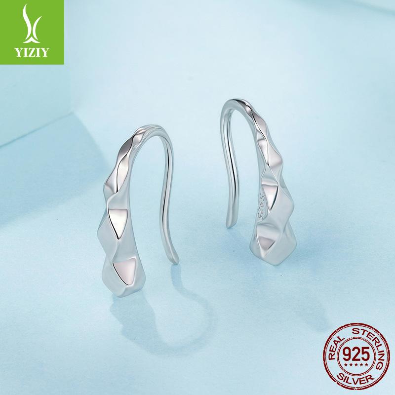 Simple Geometric Rhombus Ear Hook Women'S Delicate High S925 Sterling Silver Rhombus Earrings Earrings