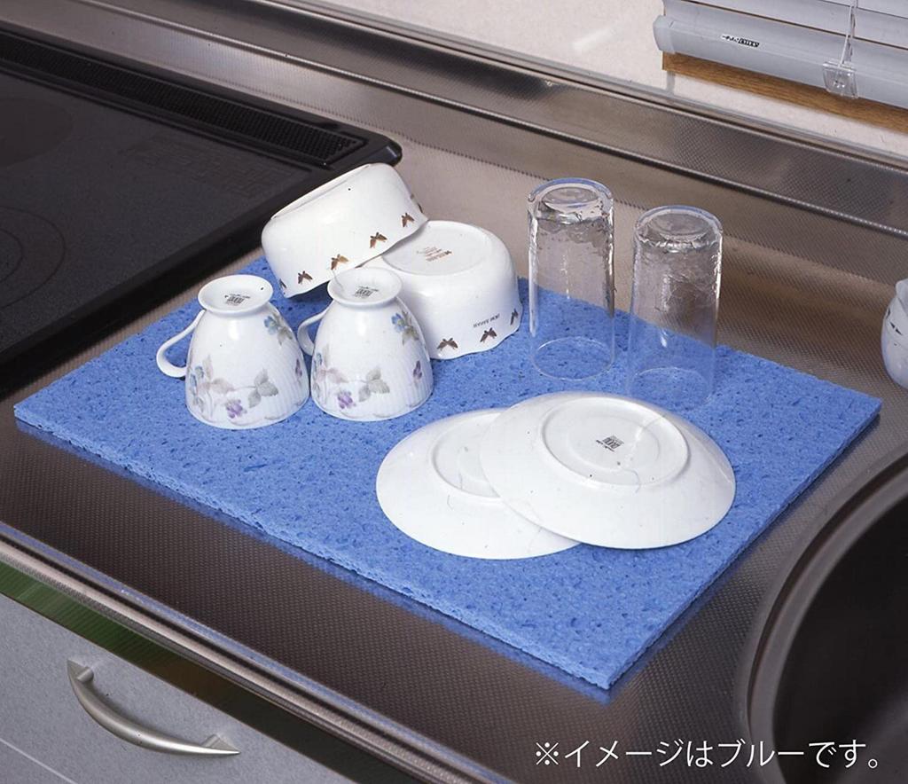 Nippon Insole Industry Zellulose-Schwammtuch, Made in Japan, saugfähig, schnelltrocknend, Abtropfmatte, große Art, 45 x 30 cm, weiß, 3er-Set