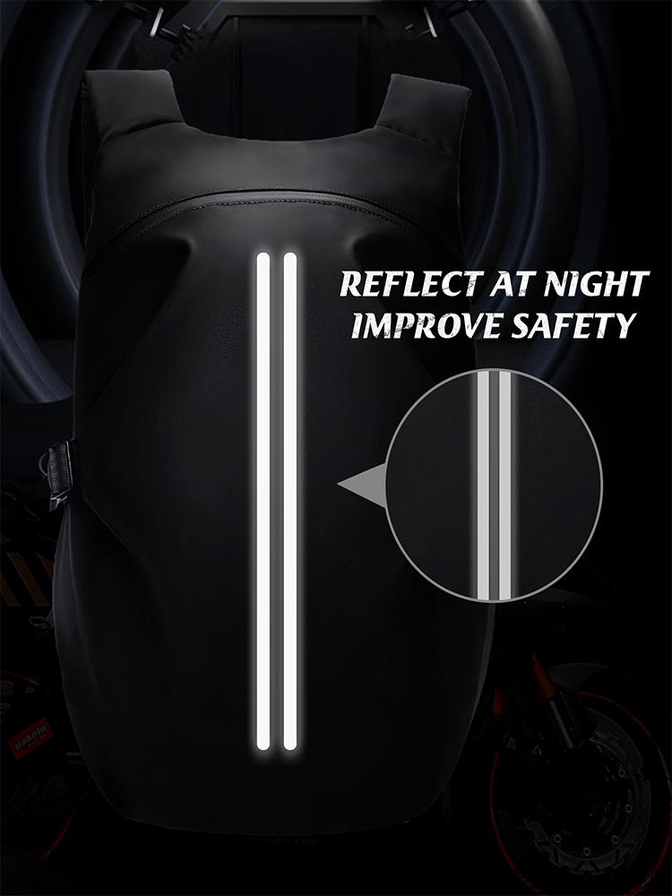 Men's Motorcycle Backpack, Waterproof Helmet Backpack for Men, Travel Backpack Reflective Stripe Hiking Expand Outdoor Backpack
