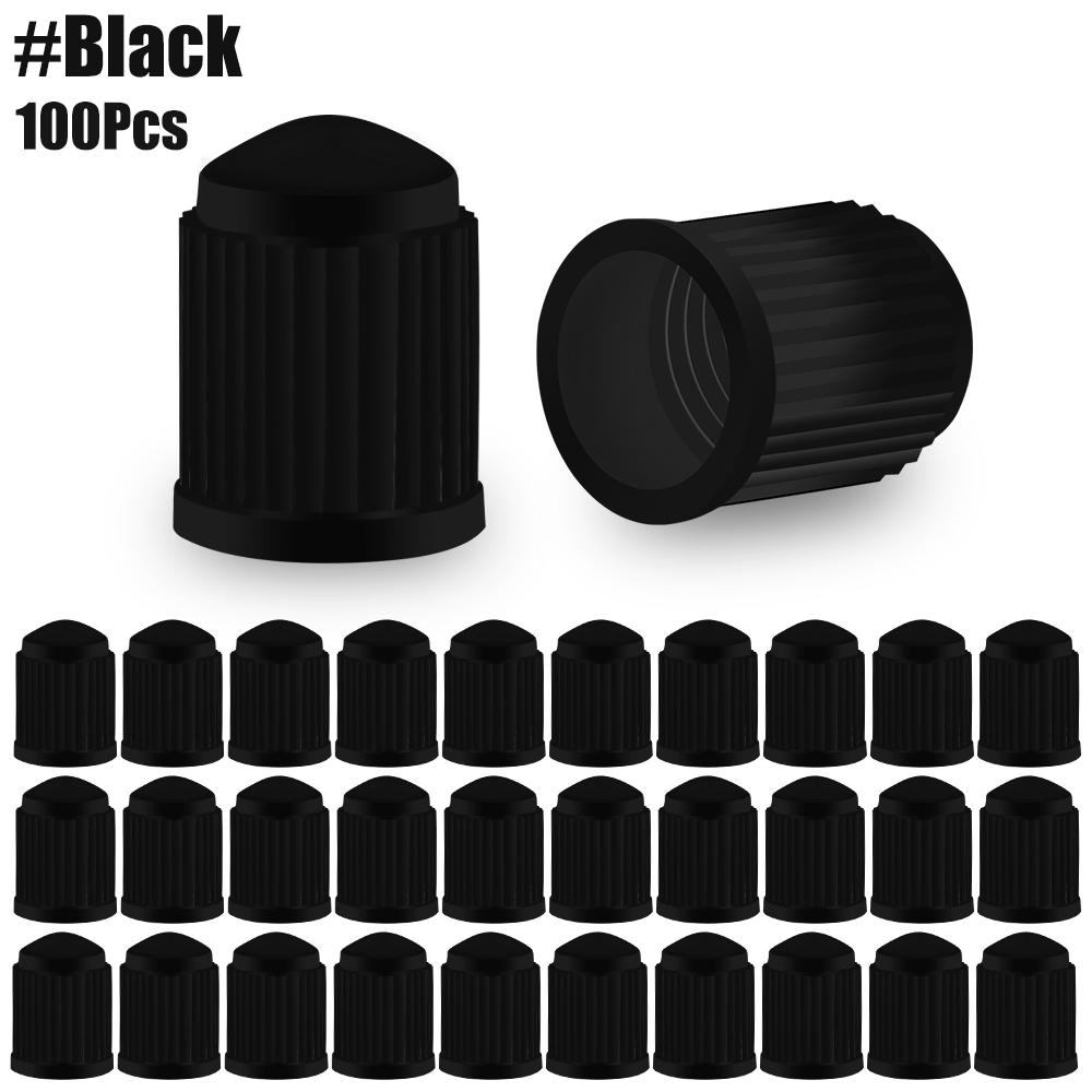100Pcs/Lot Bike Tire Valve Caps, Plastic Schrader Valve Multi-Color Bicycle Tire Valve Cap Dust Covers