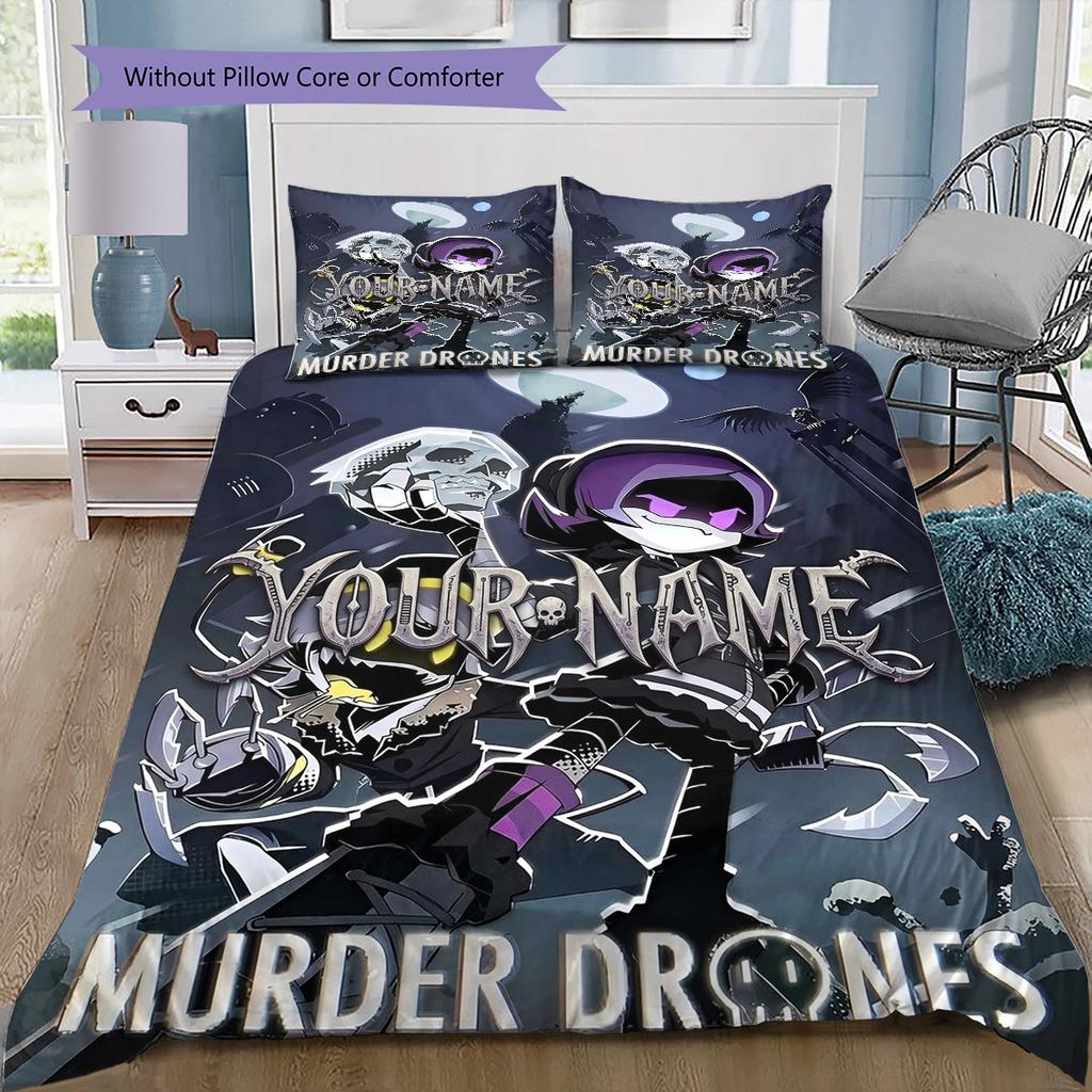 Cyberpunk Hero Custom Name Pattern Bedding Quilt Set Quilt Cover Pillowcase Home Birthday Gift(1 * Duvet Cover + 2 * Pillowcase, Without Core)