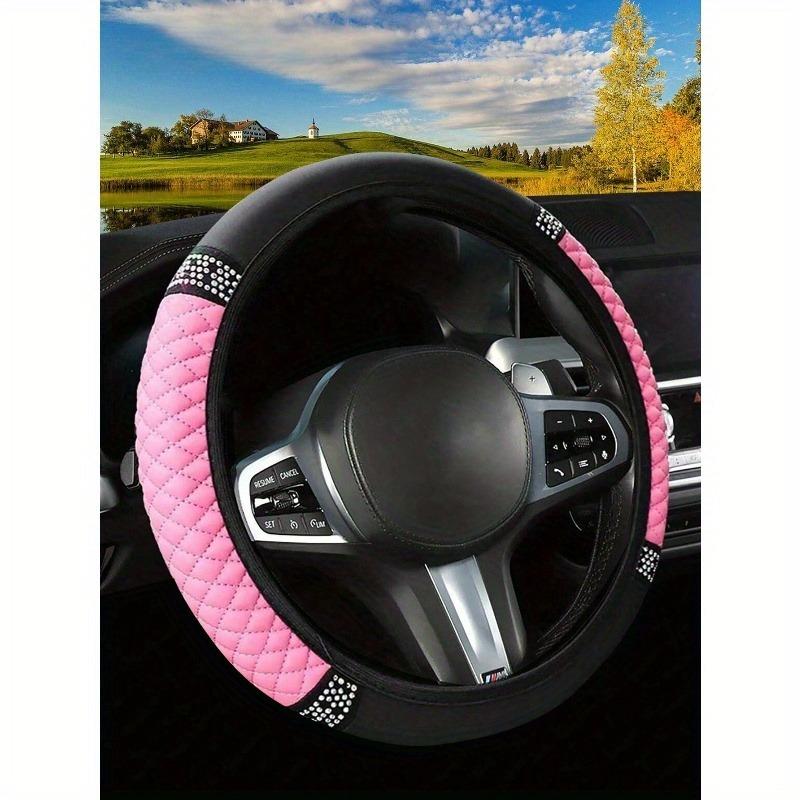 1pc Fashionable Durable Shiny Soft Leather Car Steering Wheel Cover - Anti-Slip, Heat-Resistant and Cold-Resistant Protector