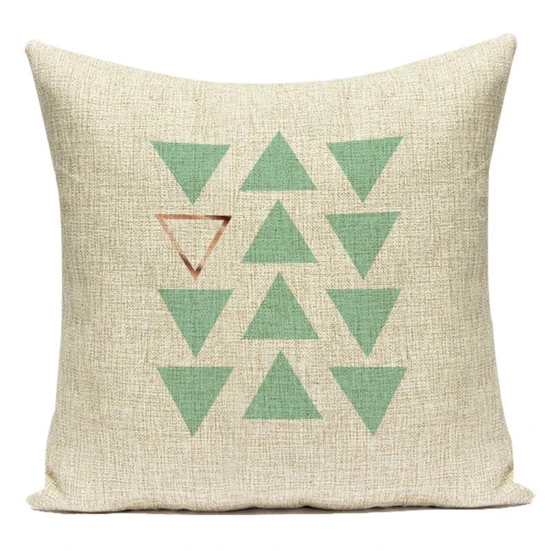 Decorative Throw Pillows Case Simply Green Geometric Polyester Sofa Cushion Cover For Living Room Home Decoration