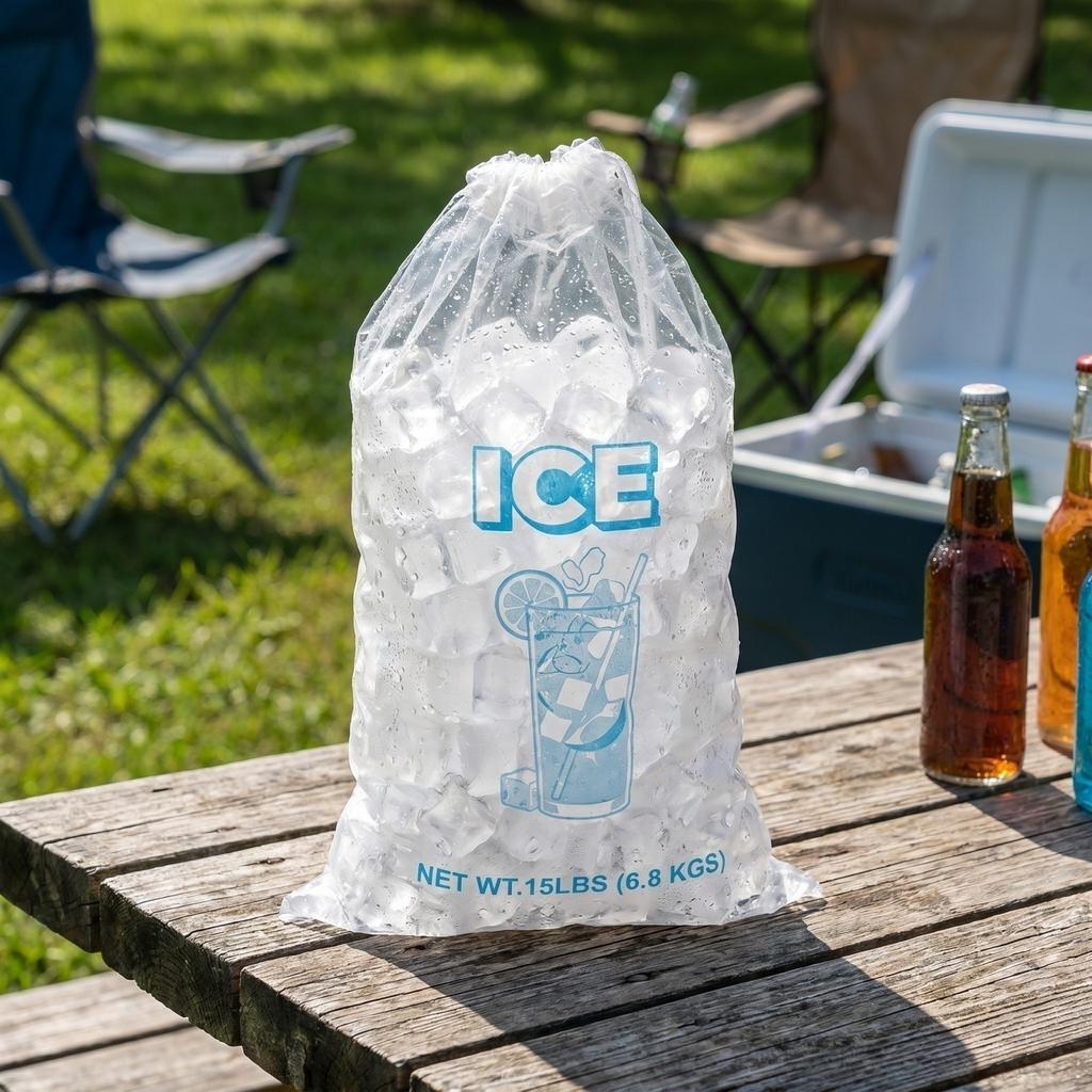 10-Pack Large Capacity Ice Bags with Drawstring for Freezer Storage