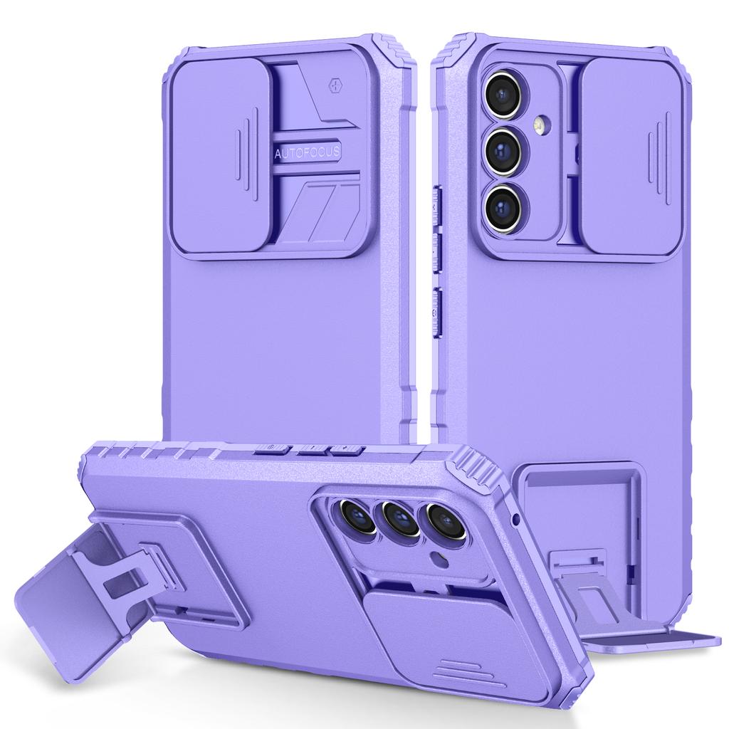 For Samsung Galaxy A36 5G Case Camera Slider PC+TPU Phone Cover with Kickstand
