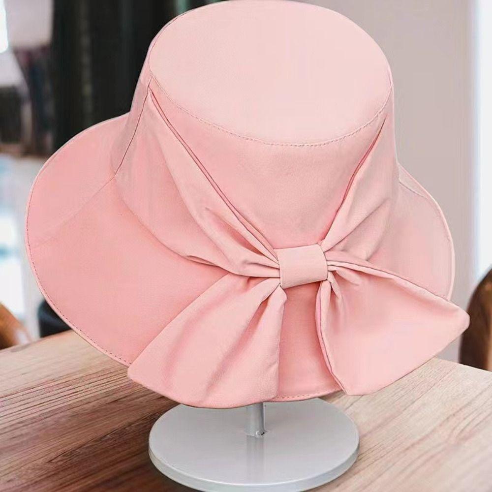 Fashion Beach Sun Cap Outdoor Women Bucket Hat New Bow Tie Fisherman Hat