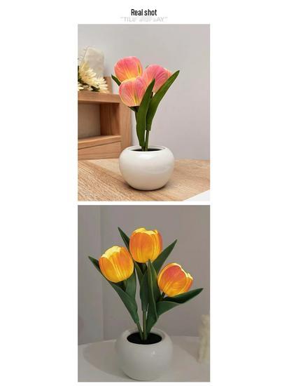 LED Tulip Night Light - Simulated Flower Bouquet for Bedroom Decor and Creative Father's Day Gift