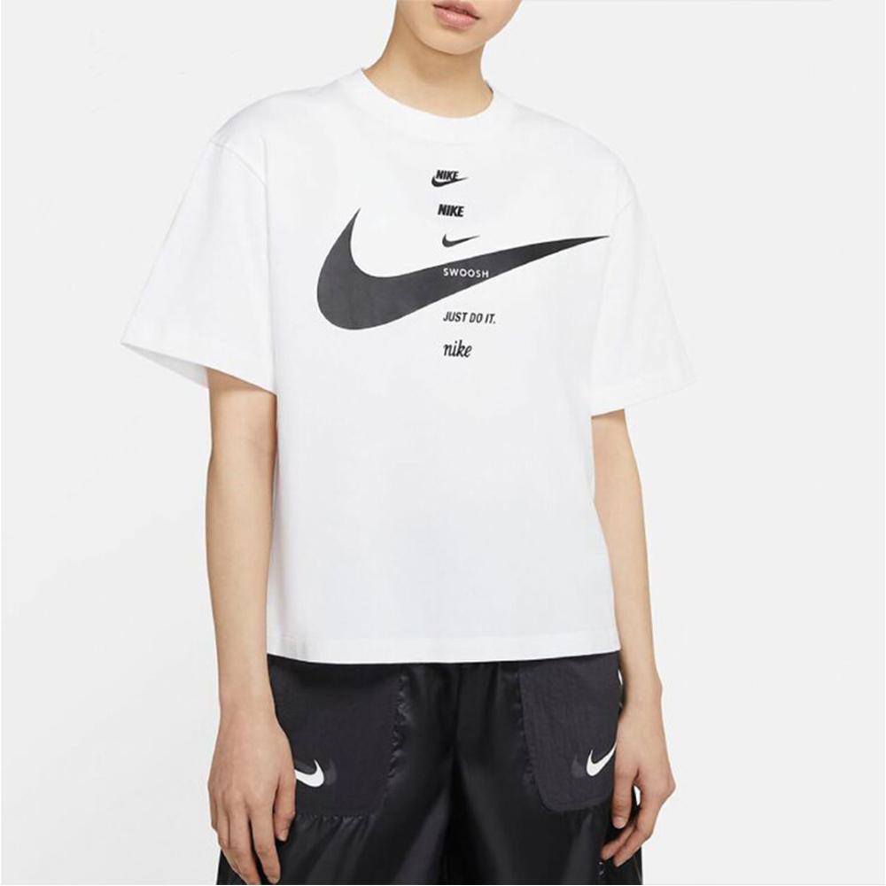 Nike American Vintage Logo Print Loose Fit Round Neck Short Sleeve Drop Shoulder T-Shirt Women T-Shirt White DJ1128-100