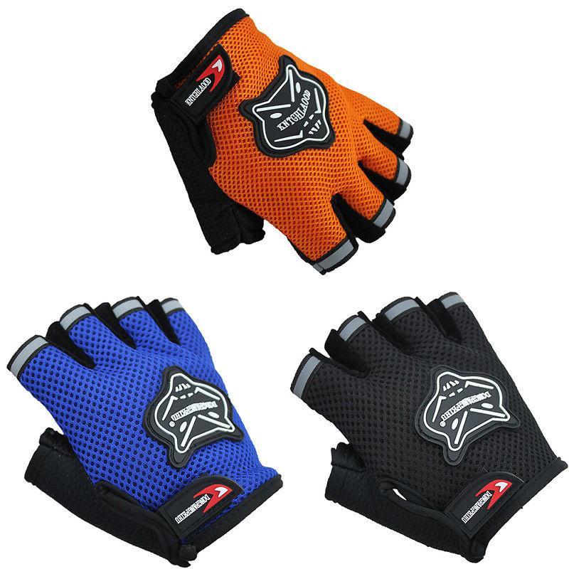 Guantes de Ciclismo de Malla Transpirable de Verano con Medio Dedo y Diseño de Cabeza de Zorro para Hombres y Mujeres