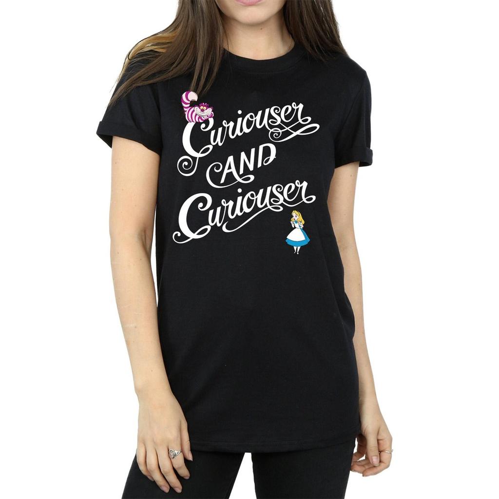 Disney Womens/Ladies Alice In Wonderland Curiouser Cotton Boyfriend T-Shirt