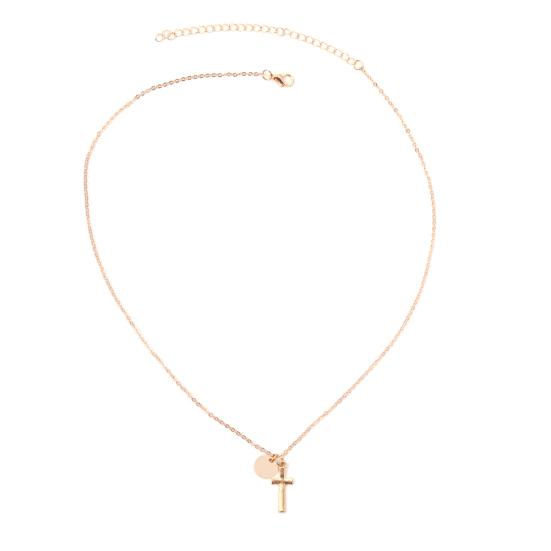 Einfache Kreuz-runde Legierungs-hängende Ketten-Halskette-Frauen-Schmuck-Geschenk