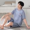 1011 New Men's Pajamas Summer Cotton Short Sleeve Shorts Large Size Thin Loose Casual Style Homewear Set