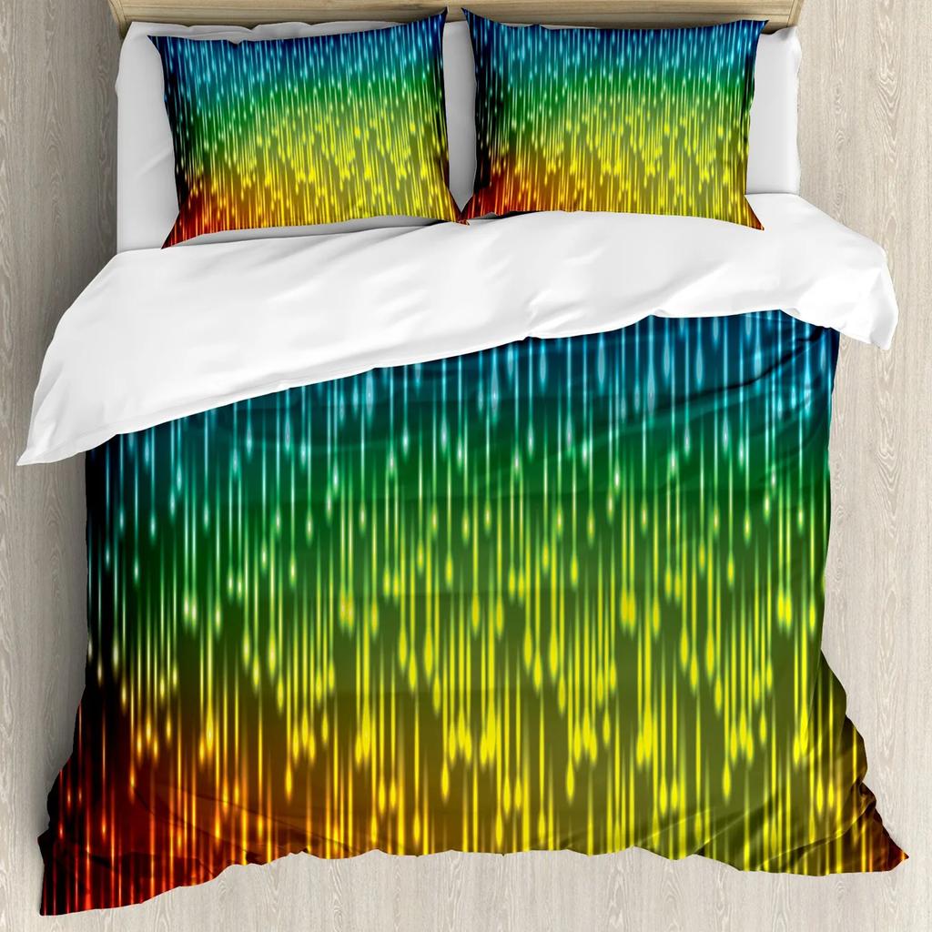 Colorful Duvet Cover Funky Curly Detailed Doodles Tangled Trippy Pyschedelic Botanical Nature Queen King Polyester Qulit Cover