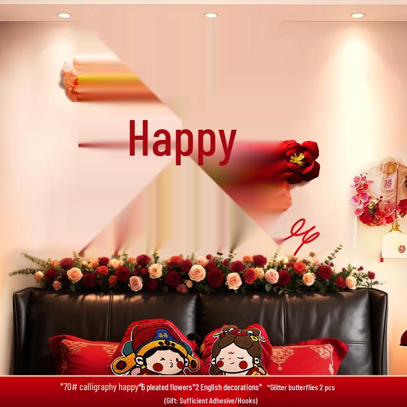 Double Happiness Sticker Set for Wedding Bedroom Wall Decoration