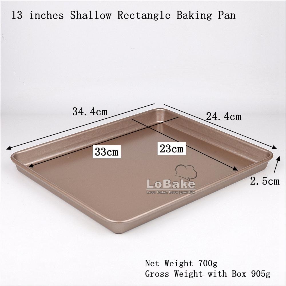 10 12 13 15 Inches 2.5cm Height Shallow Rectangle Heavy Thick Golden Nonstick Carbon Steel Baking Pan Cookie Holder Oven Tray