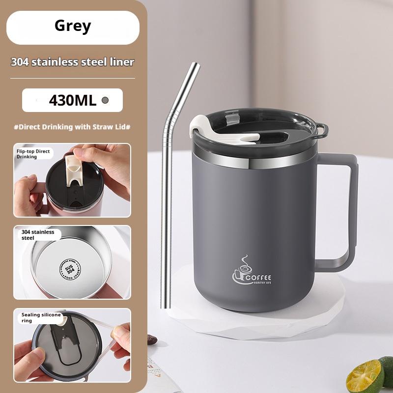 430ML Stainless Steel Coffee Cup with Lid Double Layer Insulated Cup Leak-proof Drinking Cup Thermal Bottlle Milk Coffee Mug