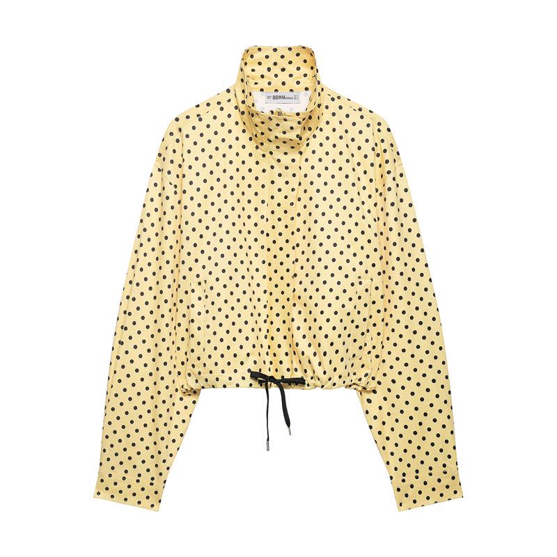 2025 Autumn Women's Polka Dot Puff Sleeve Jacket and Casual Pants Set
