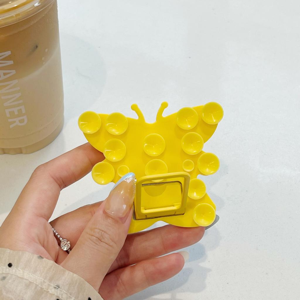 Butterfly Silicone Suction Cup Phone Stand Holder Portable Desktop Kickstand Square Ring Holder