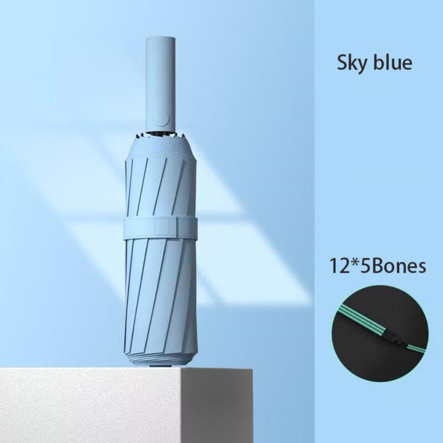 

Полностью автоматический зонт с обратным складыванием, 60 спиц, ветрозащитный, светоотражающий, УФ-защита небесно-голубой