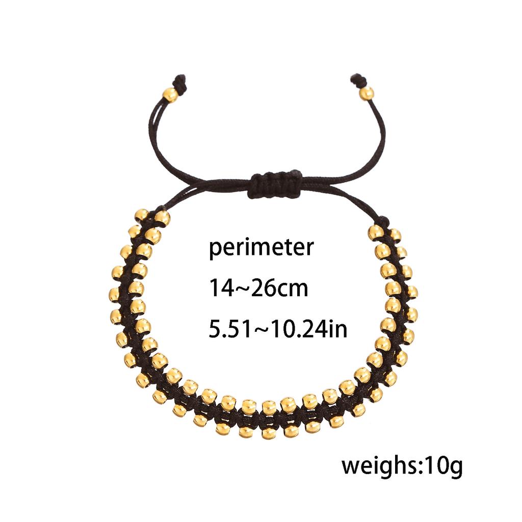 Handmade Braided Bracelet Jewelry for Women 4mm High Quality Gold Plated Beads Bracelets Bijoux Fashion Pulseras Femme