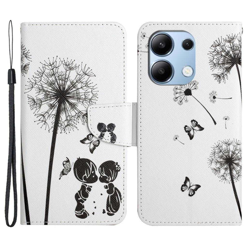 For Xiaomi Redmi Note 13 4G Case PU Leather Stand Wallet Phone Cover Pattern Printing