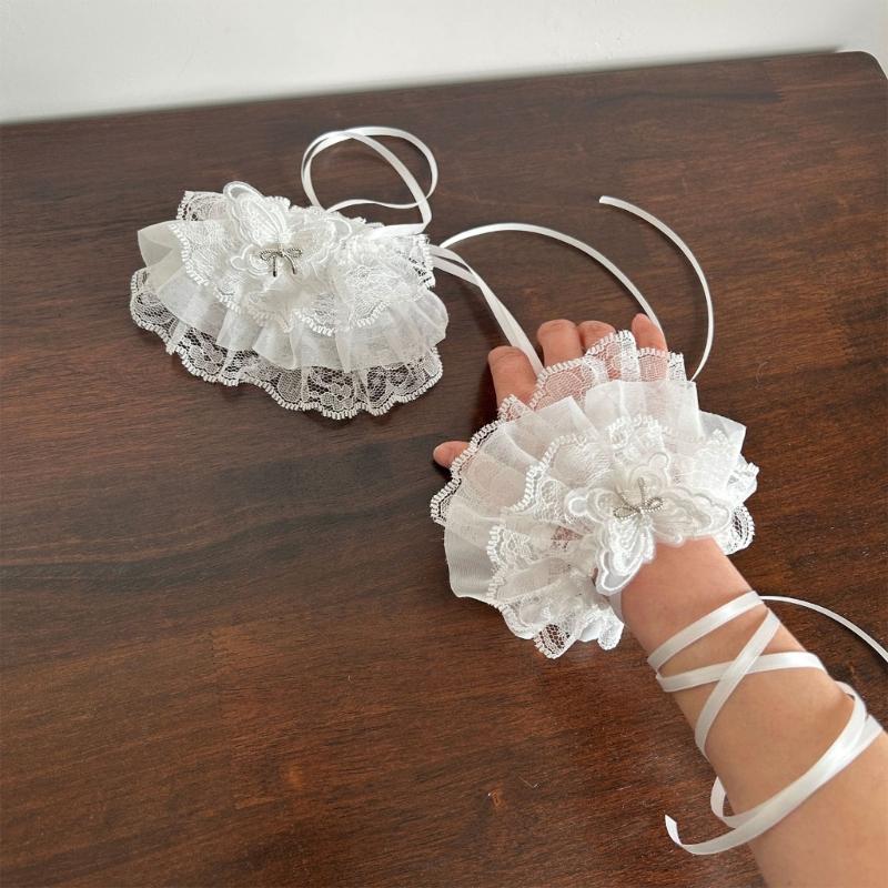 Lace Wrist Cuffs For Shirt Sweater Balletcore Elaborate False Sleeve Ornament Lace Brim Sleeves False Wrist Cuffs