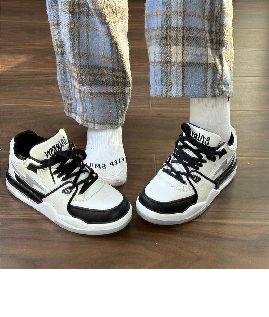 Hong Kong Style Men's Air Cushion Sports Shoes - 2025 Summer Trend, Thick Sole Casual White Sneakers for Students and Couples