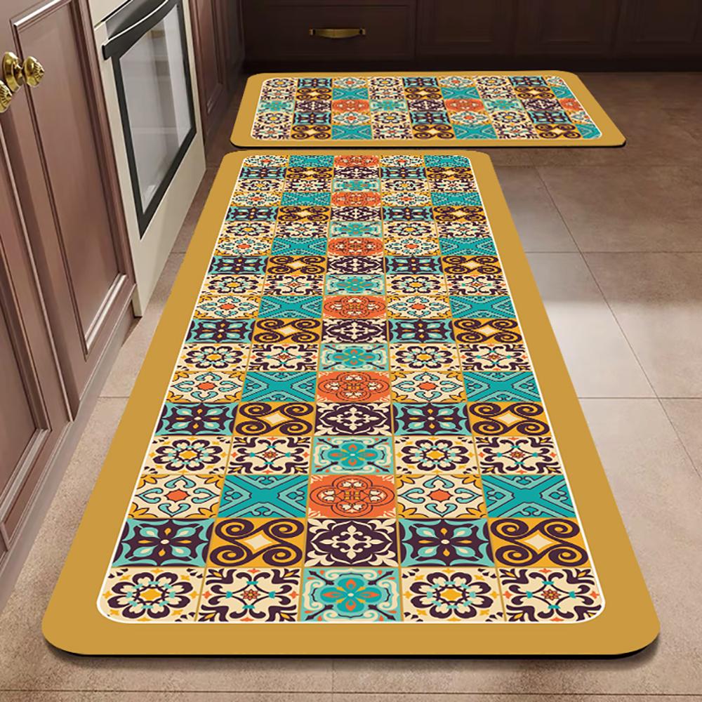 1/2PCS Kitchen Oil-Resistant Floor Mat, Bathroom Absorbent Quick-Drying Carpet, Anti-Slip Doormat For Home Decoration