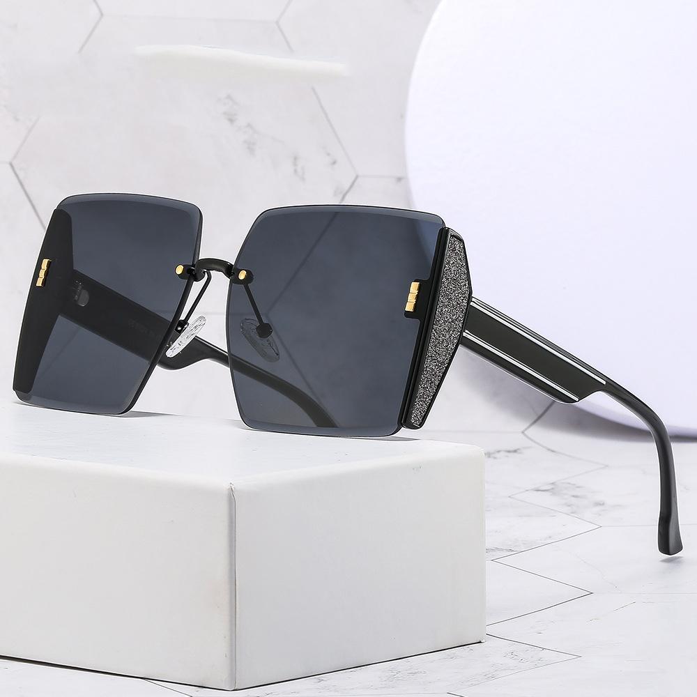 

Модные безрамочные солнцезащитные очки с защитой от ультрафиолета и обрезанными краями, женские солнцезащитные очки в большой оправе в стиле ретро