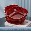 HANDUNYOU Festliches Rotes Keramik-Obstteller-Set