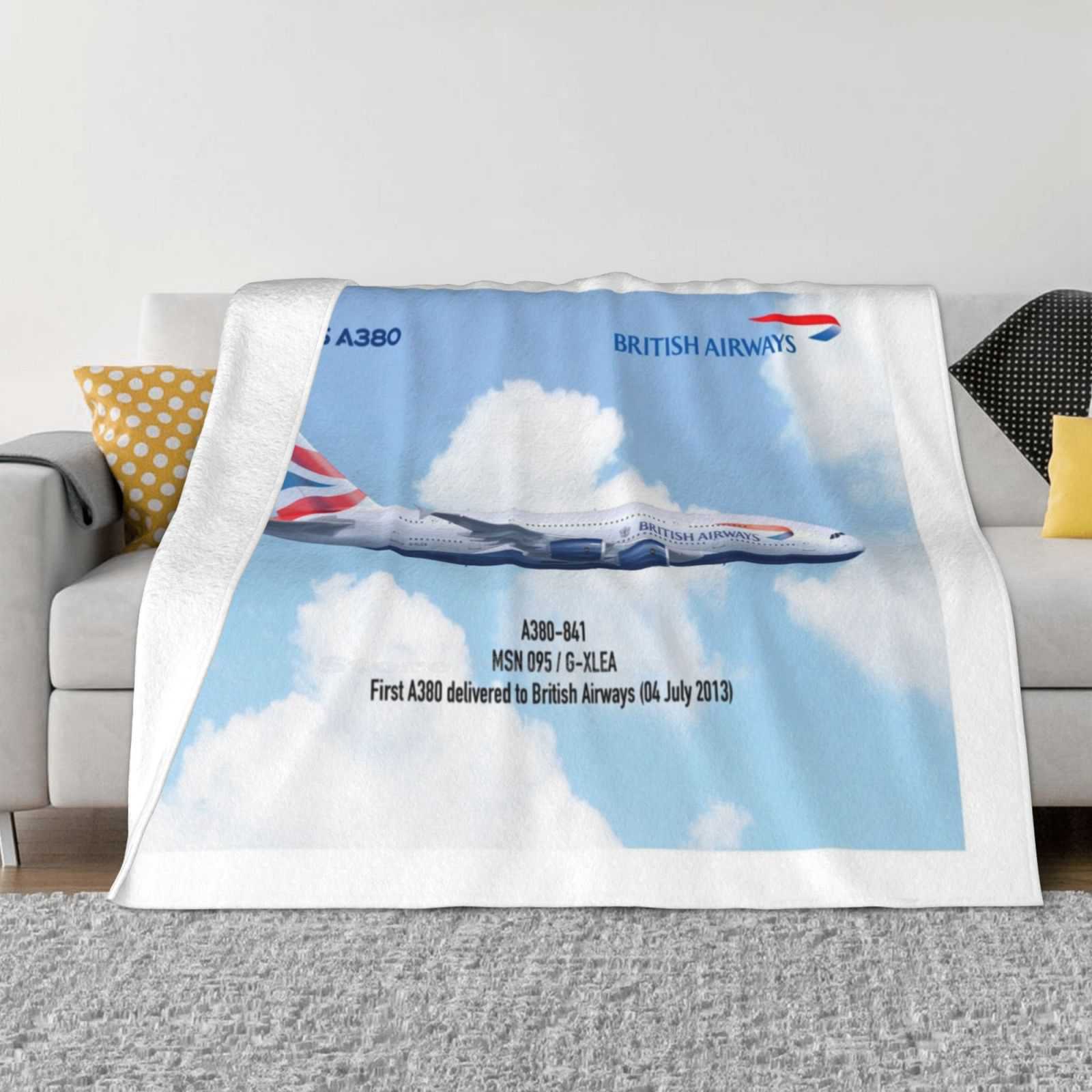 British Airways Airbus A380 Мягкое теплое легкое одеяло A380 British Airways Ливрея самолета Профиль самолета Самолет 30x40in