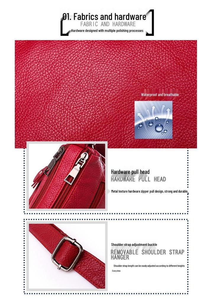 2023 Women's Soft Leather Crossbody Bag - Washed Leather, Large Capacity, Single Shoulder, Perfect for Mothers