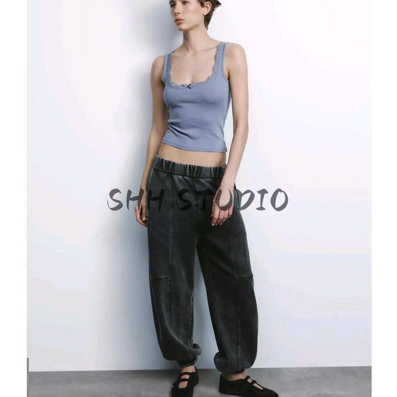 Spring New Women's Clothing Fashion Style Multi-Color Selection Lace Trim Wide Camisole Short Tops 1660300