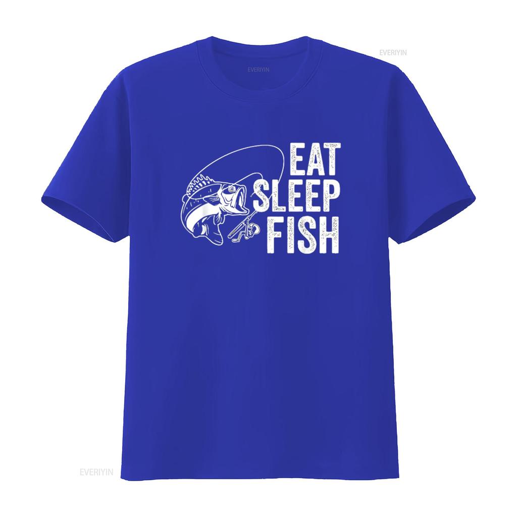 Mens Eat Sleep Fish Funny Fishing Youth Design T Shirt Black Medium Vintage Washed Graphic Top For Everyday Wear Stretched