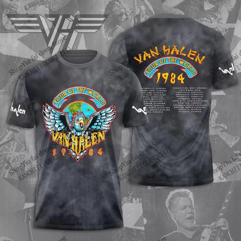 Vintage Rockband Van Halen 3D-Druck T-Shirt Herren Damen Mode Lässig Kurzarm-T-Shirt Kinder Oberteile T-Shirts Herrenbekleidung Fan Neu