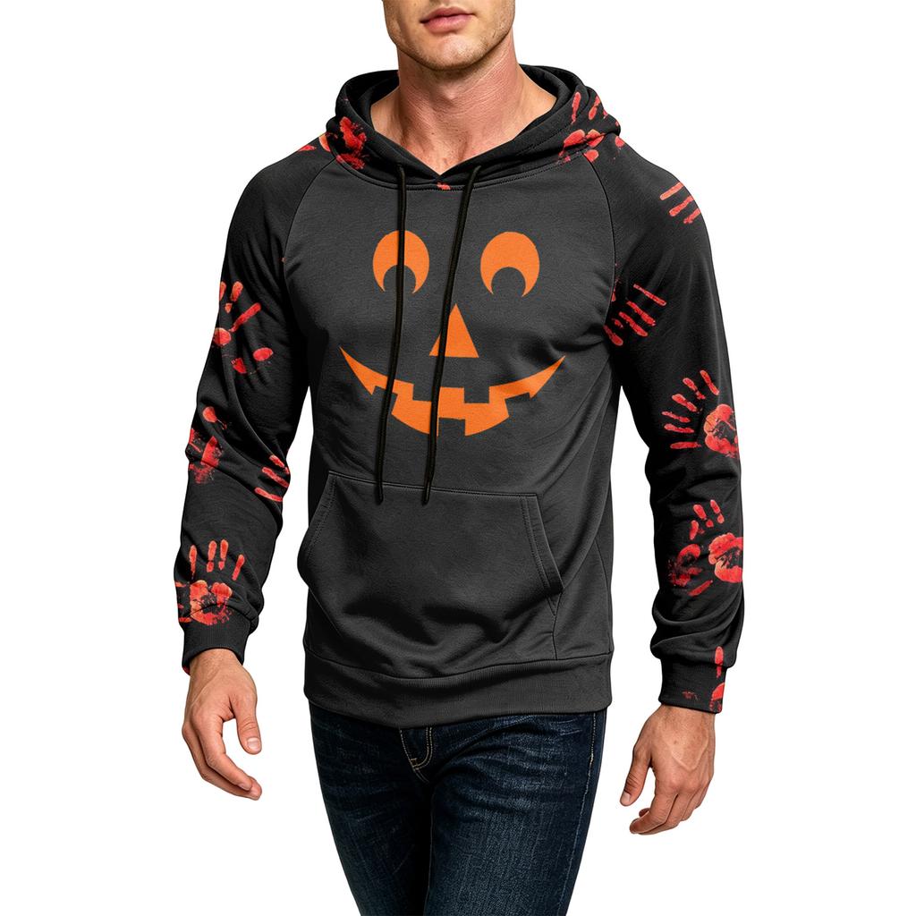 Men's Loose Fit Printed Hoodie with Pocket and Drawstring Casual Sweatshirt for Everyday Wear