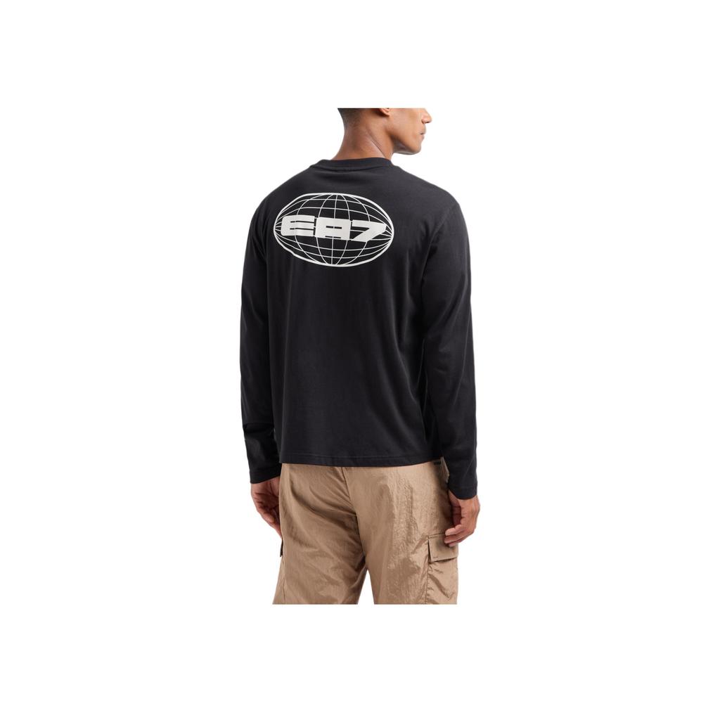 Emporio Armani EA7 Letter Print Crew Neck Long Sleeve Sweatshirt Men sweatshirt Black 7M000016-AF10429-UC001