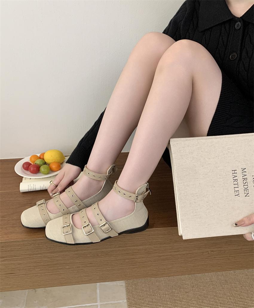 

Inner heightening belt buckle ballet shoes French temperament 2025 new fashion retro flat shoes Mary Jane shoes 39 абрикосовый