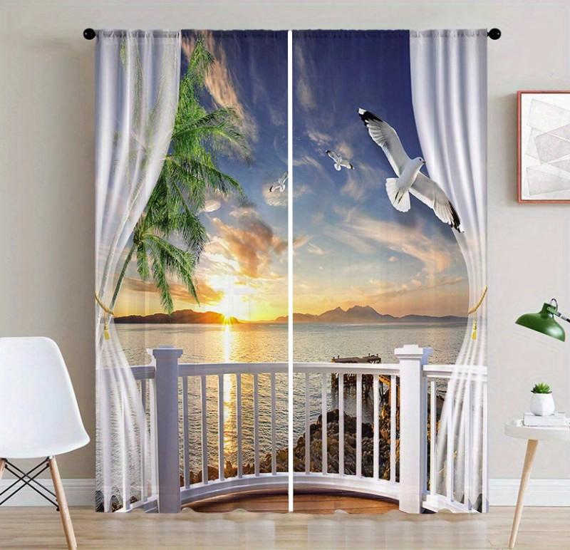 

2 шт. Комнатные цветы Старинная дверь Ретро занавеска С принтом Современный стиль Кулиска Занавеска для гостиной Офис Домашнее украшение (50Wx50H)x2(CM)&Grommet Top