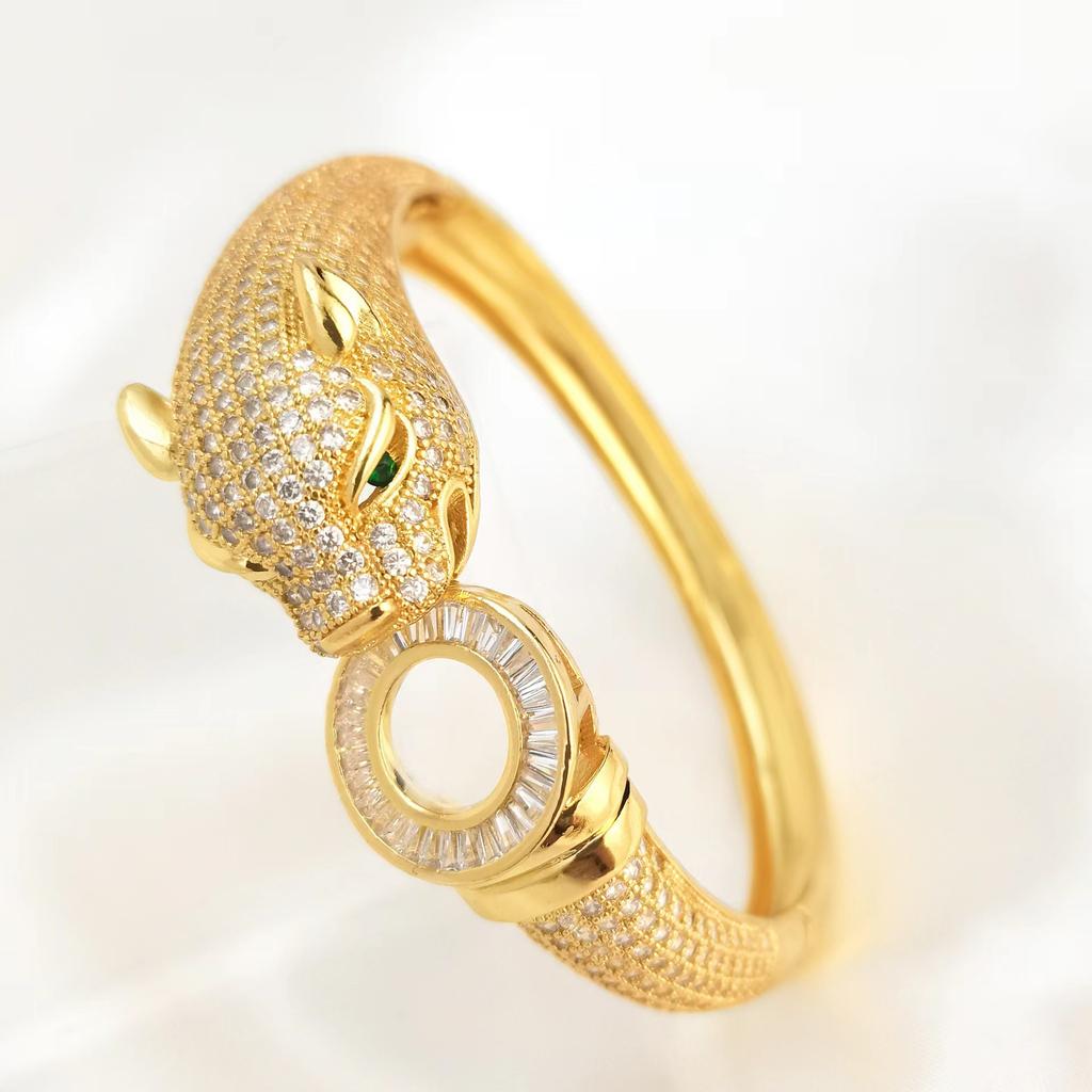 Cheetah Personalized Bracelet with Zircon Leopard Head Color Preserving Bracelet