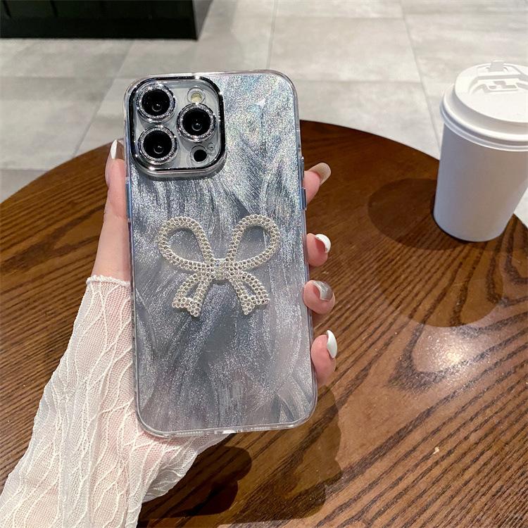 

Перо серебристое подходит для Apple 16PRO Bow с пленкой для объектива мобильный телефон чехол iPhone13/11 жесткий защитный чехол Apple 16PROMAX