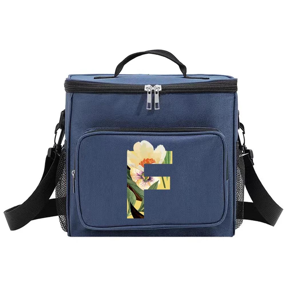 Lunch Bag Thermal Organizer Handbag Insulated Bags Cooler Box Camping Shoulder Storage Lunchbag for Men and Women Floral Series