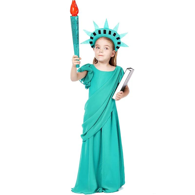 

Roman Robe Halloween Costume Like Costume Ancient Greek Girl Dress Children s American Statue of Liberty Cosplay 110-125