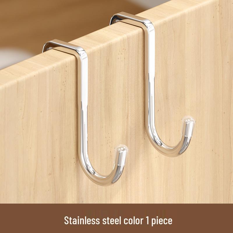 No-Drill Stainless Steel S-Shaped Multi-Purpose Door Hook for Kitchen, Bathroom, or Dorm