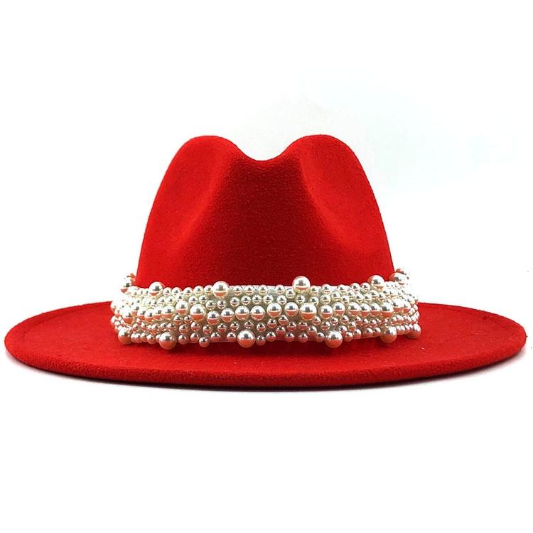 Modern Design Wool Felt Wide Brim Flat Top Hat Formal Fashion Women Fedora Hat