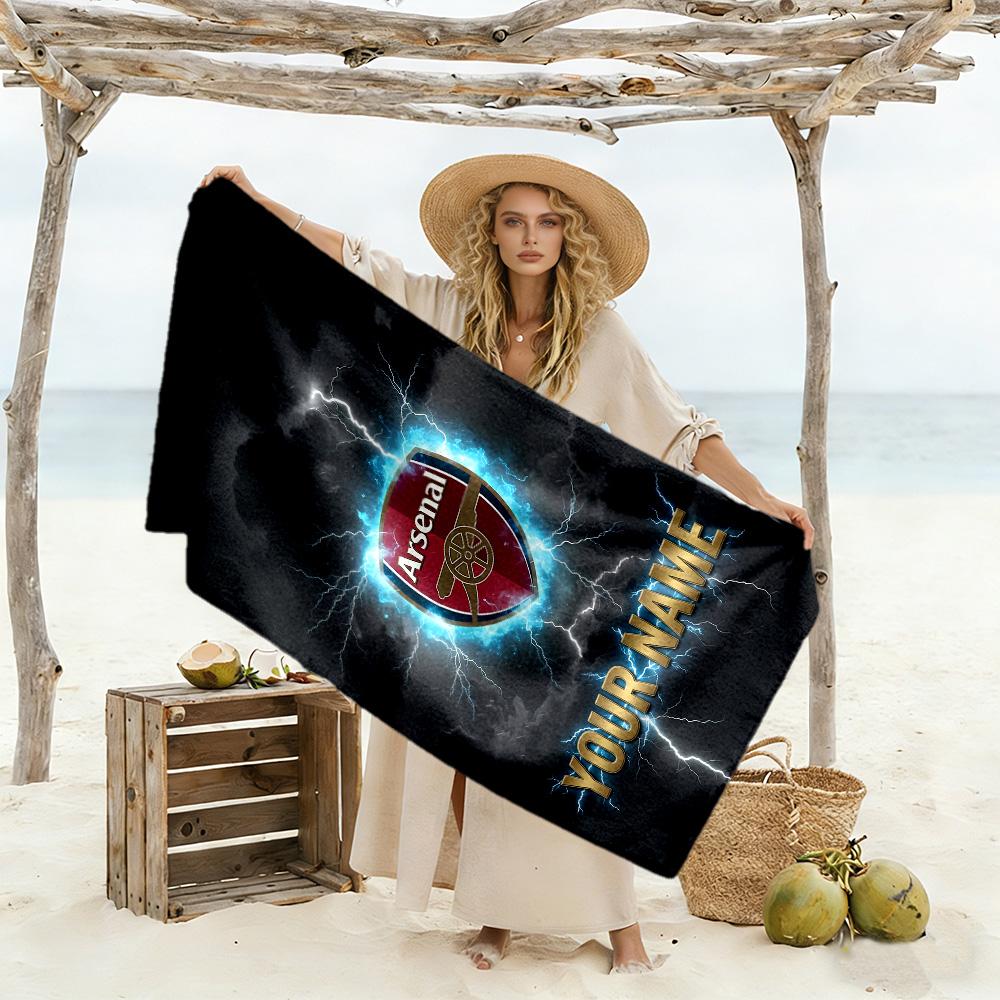 Arsenal F.c. Customized Name Beach Towel Super Soft & Absorbent Portable for SwimmingBeachCamping Travel Beach AccessoriesGym