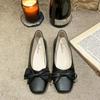 Shoes Woman 2025 Female Footwear All-Match Shallow Mouth Bow-Knot Casual Sneaker Square Toe Slip-on New Summer Comfortable