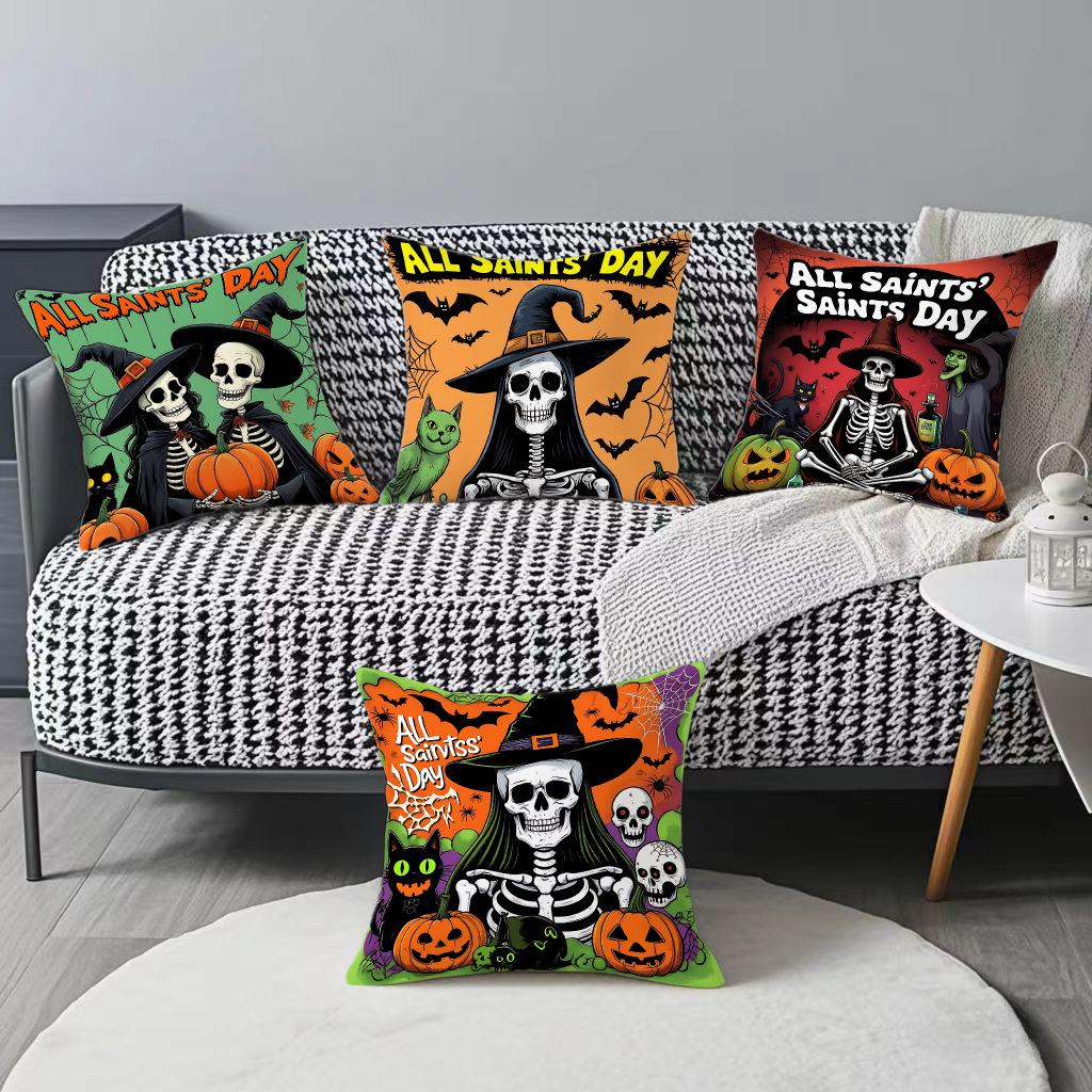 Nytt europeisk og amerikansk stil Halloweenfest Putetrekk Spøkelsesfestival Gresskar Atmosfære Dekorativ Atmosfære Putetrekk