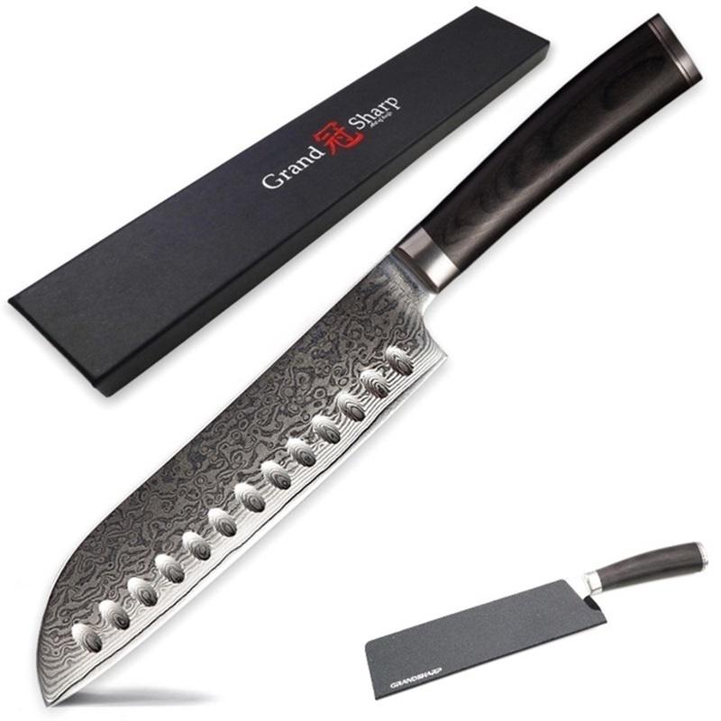 6,7 Zoll Santokumesser VG10 japanischer Damaststahl Sntoku Küchenmesser Kochutensilien des Chefkochs
