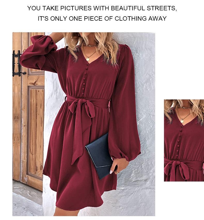 Robe 2025 Printemps Femme Manches Bouffantes à Lacets – Style Européen & Américain